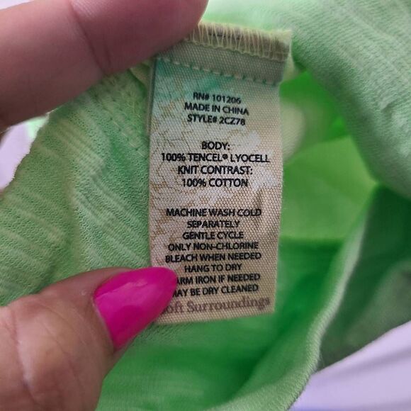 Soft Surroundings Lime Green Ruffle Flounce Sleeve Top sz XL - Picture 5 of 5
